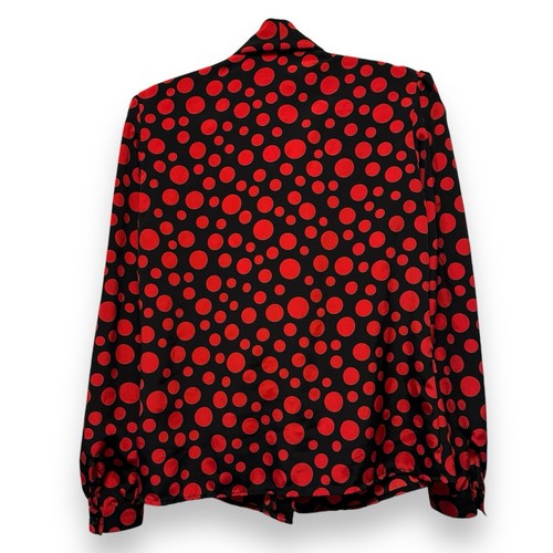 Vintage Polka Dot Shirt Button Down Bow Tie Black Red Women’s Size 6 - Picture 4 of 6