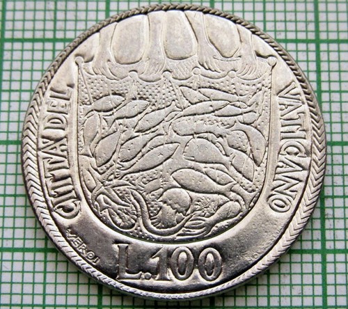 VATICAN Pavlvs PAUL VI 1975 100 LIRE, HOLY YEAR, STAINLESS STEEL km# 130 - Picture 5 of 6