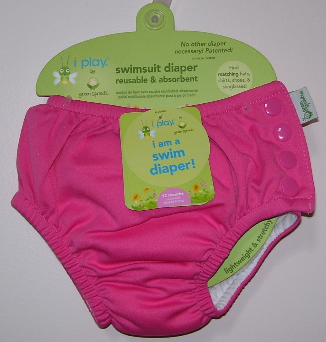 Girls I PLAY by Green Sprouts Pink Reusable &amp; Absorbent Swim 