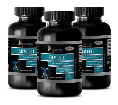 STEM CELL Supplement - Blue Green Algae Powder 500mg - 3 Bottles, 180 Capsules