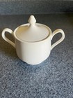 CERAMIC PORCELAIN WHITE COVERED DOUBLE HANDLED SUGAR BOWL PILLIVUYT USA
