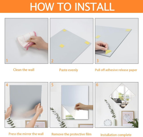 12"X16" Acrylic Mirror Sheet, Self Adhesive Non Glass Mirror,2.5Mm Thick Mirror - Picture 4 of 8