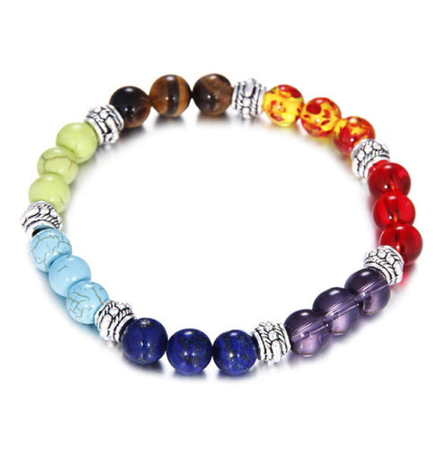 7 Chakra Bracelet Lava Healing Stones Beaded Gemstones Beads Elastic Yoga Stone - Foto 21 di 70
