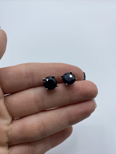 Hermosos pendientes de clavija de piedra cz azul oscuro #G651 - Imagen 6 de 10