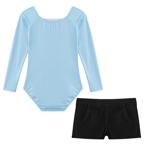 Girls Kids Unitard Lyrical Bodysuit Yoga Leotard Teens Shorts Ballet Dance - Bild 33 von 43