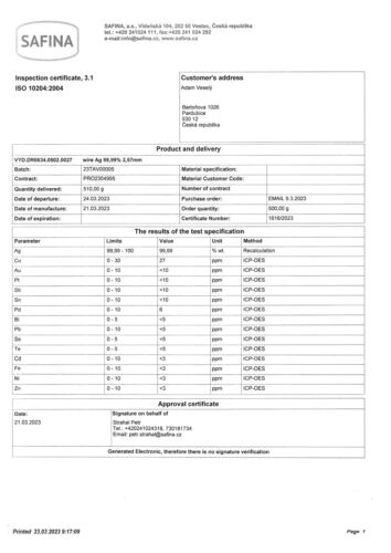 Alambre de plata ultra pura calibre 10 (2,57 mm) 9999 4N 99,99% - 1 pie (30,5 cm) - Imagen 3 de 3