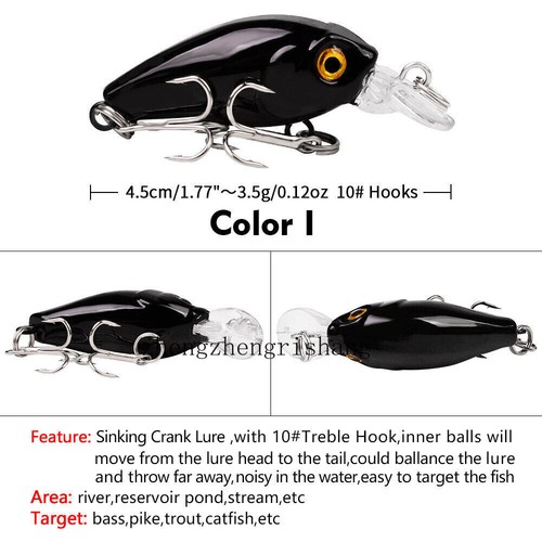Crankbaits 4.5cm/3.5g Minnow Fishing Lures Hook Tackle Hard Bait Wobbler 9 color - Picture 18 of 27