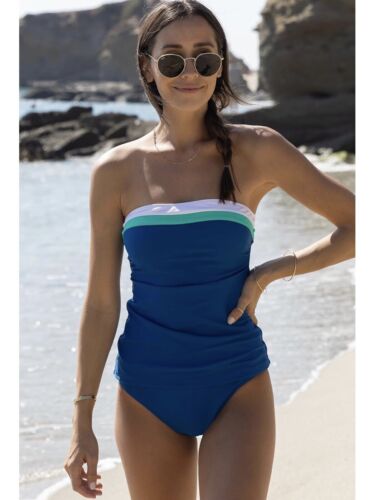 Beachsissi Bandeau Swimsuit Women Size L Blue Strapless Swimwear New - Picture 2 of 8