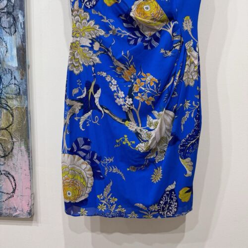 Whistles Size 10 Exotic Floral Silk Bodycon Dress Size 10 / US 6 Blue Cocktail - Picture 4 of 10