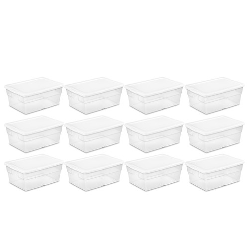 Sterilite Stacking Closet Storage Box Container Tub - Picture 2 of 12