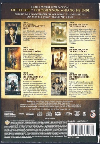 HOBBIT/ HERR DER RINGE 6 DVDS SPIELFILM SET . DIE ORANGUTAN SPENDENAKTION 25/27 - Bild 3 von 12