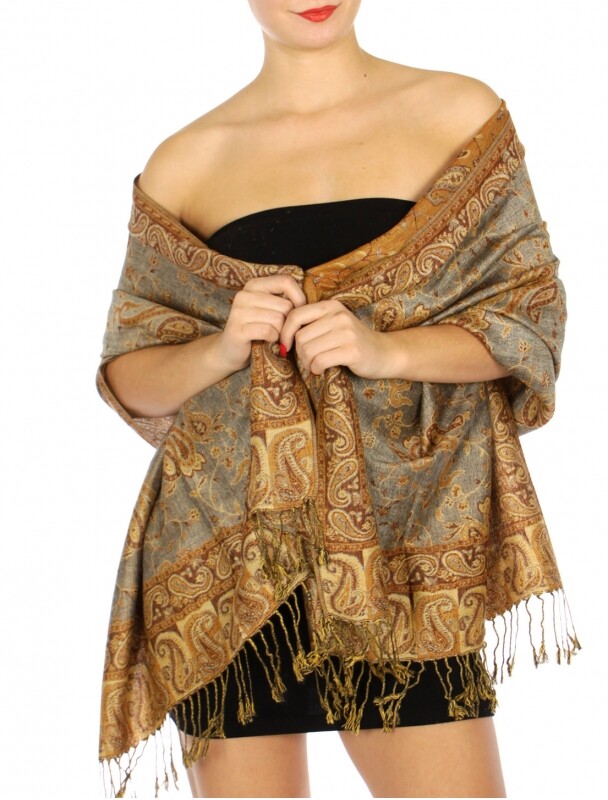 Fashion Outlined Paisley Pashmina Scarf Shawl Wrap 24 COLORS