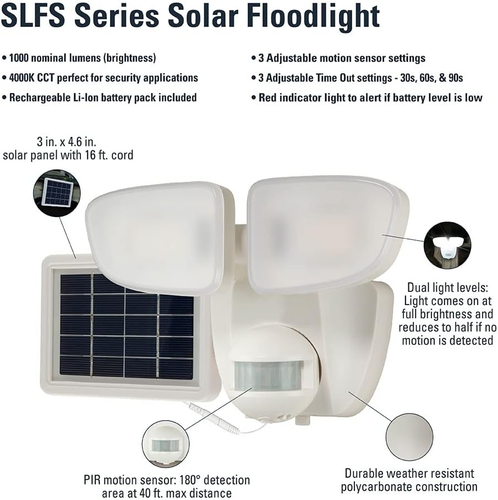 Solar Outdoor LED Flood Light with 180 Degree Motion Sensor Flood & Security Twi - Picture 4 of 9