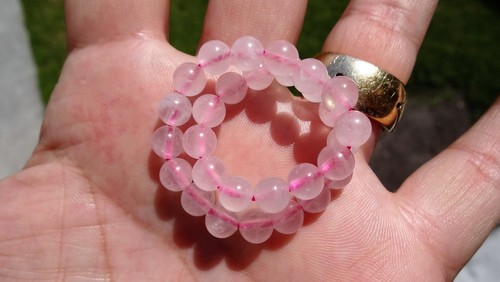 Rose Quartz bead bracelet Men Women Stretch 6mm Round 7.5 inch - Picture 5 of 6