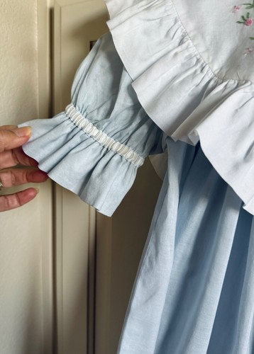 Vintage STRASBURG Sz 5 Heirloom Dress Blue w/White Embroidered Collar & Slip - Picture 8 of 14