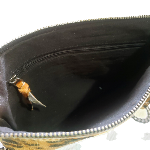 Leopard Print Hair on Hide Leather Small Crossbody Bag with Chain - Picture 8 of 10