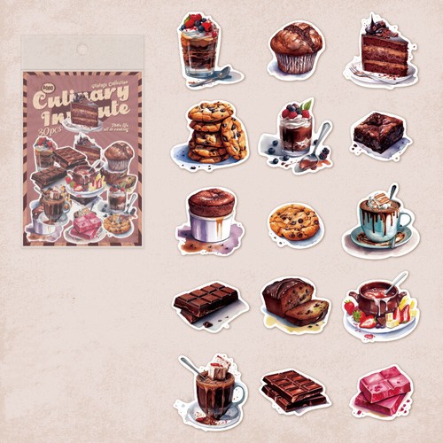 Vintage Essen Kuchen Papier Aufkleber Zeitschriften Planer Tagebuch Deko Siegel Collage - Bild 11 von 31