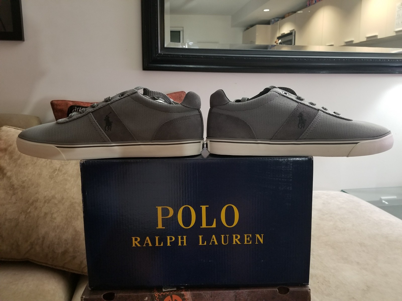 POLO RALPH LAUREN HANFORD-SK-VLC Grey Oval Mesh POLO RALPH LAUREN HANFORD-SK-VLC Grey Oval Mesh