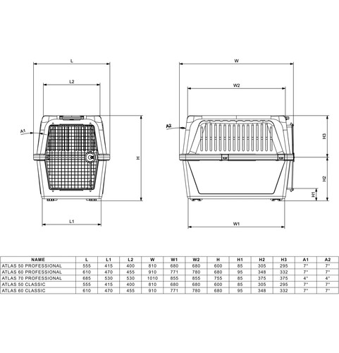 Transportbox Hunde Reise Boot Zug Flugzeug robust Ferplast ATLAS 70 - Bild 3 von 12