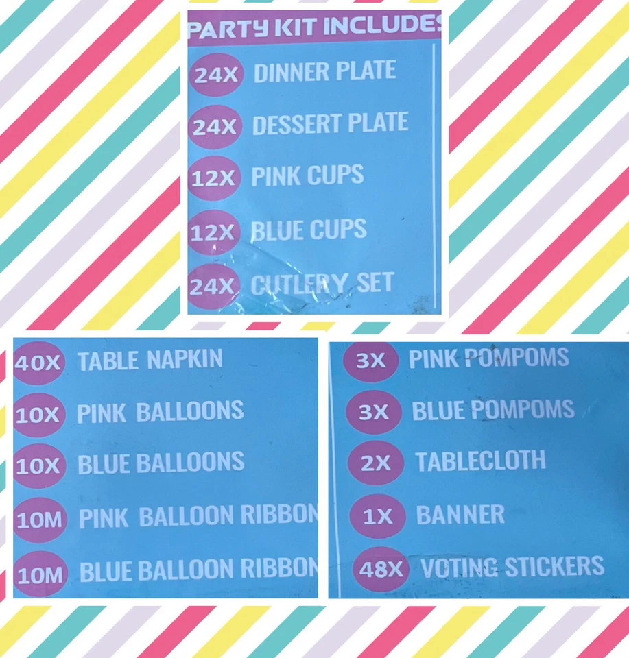 ¿Niño o niña? Kit de fiesta revelación de género para 24 personas globos platos servilletas más Foto 2 de 4