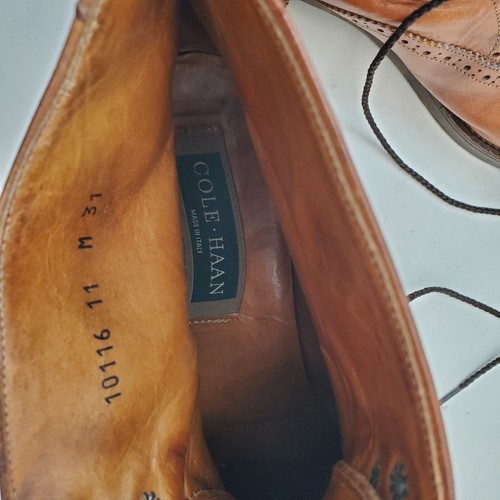 Vintage Cole Haan Men's Brown Leather Size 11 Medium Oxford Made in Italy - Photo 12/16