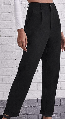 Women's Casual High Waisted Cropped Work Pants Trousers with Pocket NEW - Picture 5 of 5