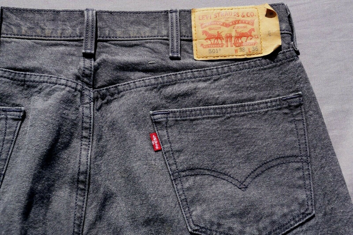 Levi's 501 Button Fly Denim Jeans. Gray, Men's Actual 36X34