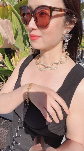 J Crew NWT $60 Art Deco Gem Fan Crystal Statement Earrings in Golden  - Picture 12 of 12