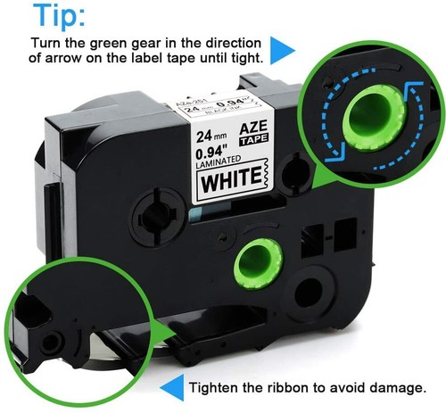 5PK Cinta Etiqueta Negra sobre Blanca Compatible Brother TZ Tze-251 1" 24mm P-touch - Imagen 3 de 11