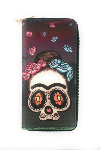Zipper Wallet Womens Sunflower Butterfly Skull Feather Owl Flower Peacock - Picture 6 of 15