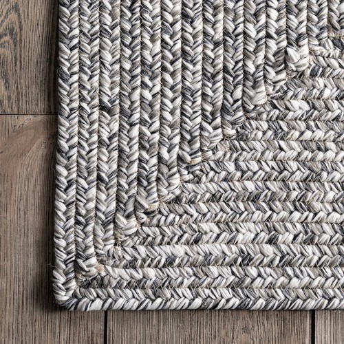 nuLOOM Outdoor Runner Rug 2'6" x 8' Salt+Pepper Finish Medium Pile Braided Weave - Bild 6 von 8