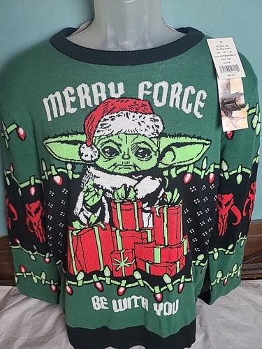 Disney Star Wars Baby Yoda Ugly Christmas Sweater Men's Size Medium M Acrylic - Picture 4 of 11