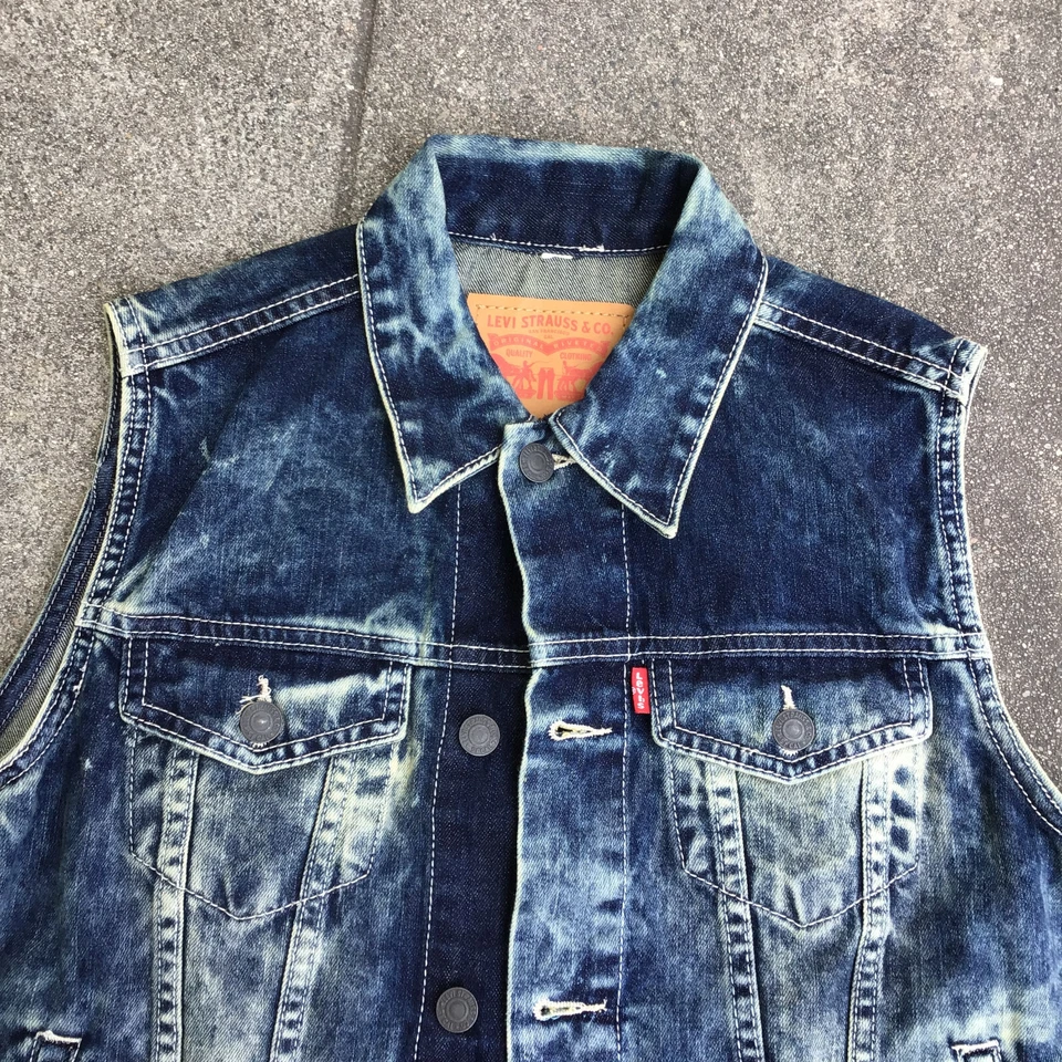 Chaleco vaquero camionero sin mangas azul denim Levi's jóvenes niños mediano 10/12 años Foto 4 de 4