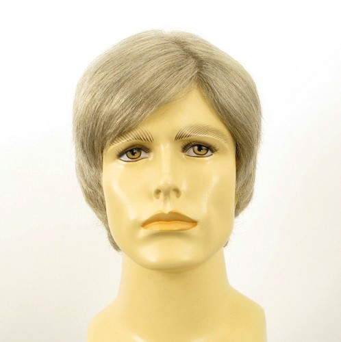 Herrenperücke 100% Naturhaar weiß gelockt grau Ref. VICTOR 51 - Bild 1 von 8