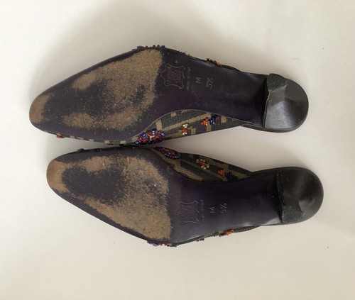 Auth Fendy Monogram Fabric Mules Slides Sz 35.5 - Picture 13 of 14