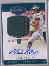 MACK HOLLINS  2017 Plates & Patches 3 Color Patch AUTO /99 - Eagles RC