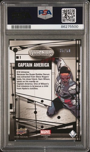 CAPTAIN AMERICA 2015 UD Marvel Vibranium RADIANCE #1 Parallel /50 POP 1 PSA 10 - Picture 2 of 2