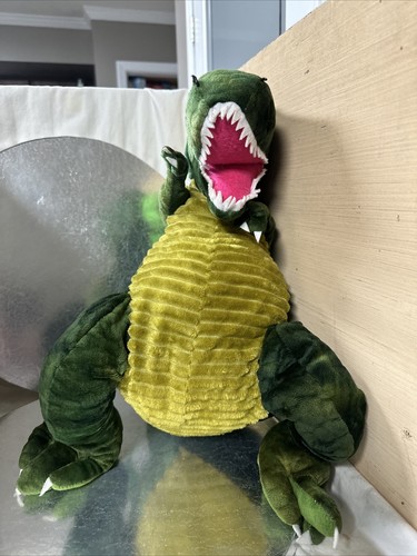 Furry Plush Green Dinosaur 20" Backpack T-Rex Stuffed Animal Shoulder Bag - Picture 2 of 6
