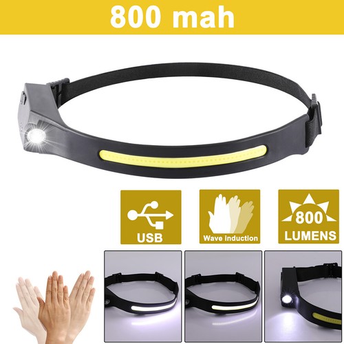 COB LED Headlamp USB Rechargeable Headlight Bar Head Band Torch Work Light 6000K - Bild 20 von 51