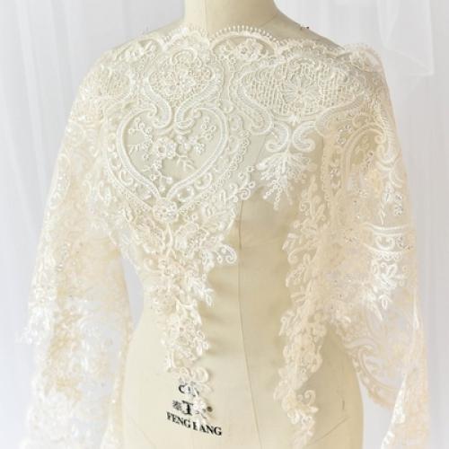 90cm Lace Sequin Edge Trim Wedding Dress Embroidered Flower Applique Diy Fabric - Picture 31 of 40
