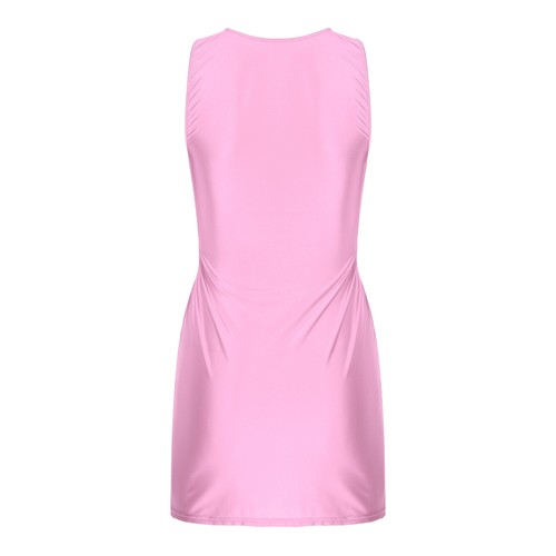 Bodycon-Minikleid Damen glänzend ärmellos durchsichtig ausgehöhlt rückenfrei Kleid - Bild 98 von 145