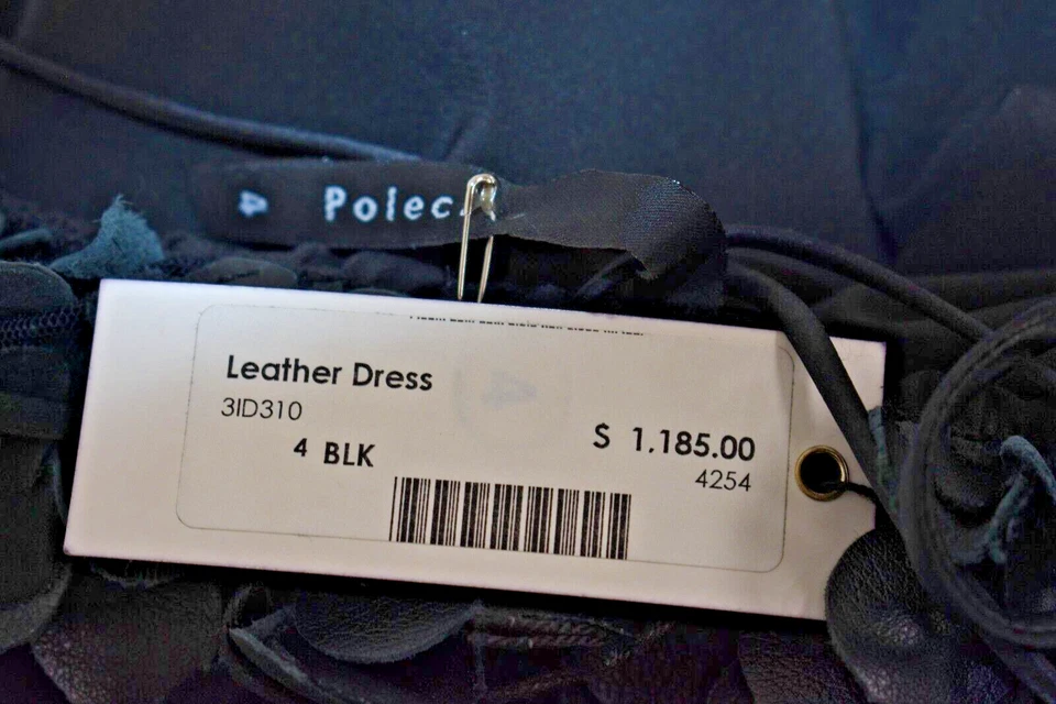 Новый с Ярлыками Poleci черной кожи и шелка карнавальный вечернее платье размер 4 США на продажу fh - Изображение 2 из 4