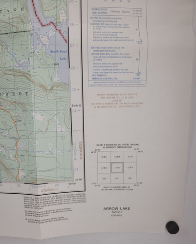 Vintage Arrow Lake Canada United States of America Map 52 B/1 Edition 2 1979 - Picture 4 of 9