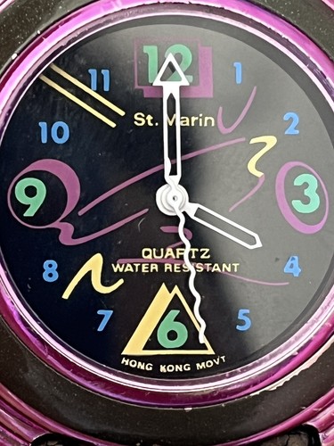 St. Marin Retro Watch 90s Memphis Art Style Quartz Purple Case For Parts Repair - Picture 16 of 17