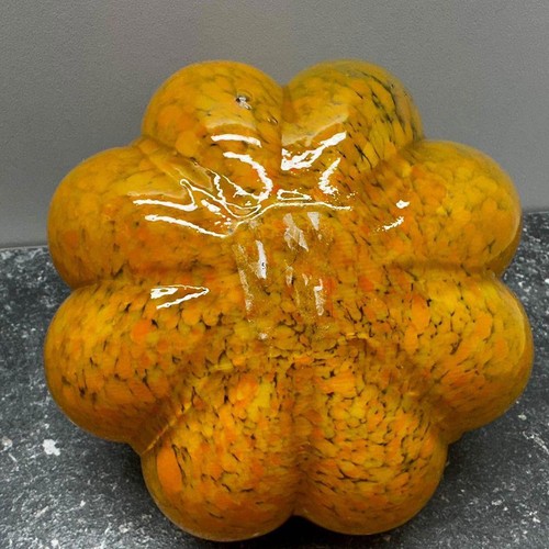 Stunning orange and Black Art Glass Pumpkin 5”x 3.5” - Picture 4 of 4