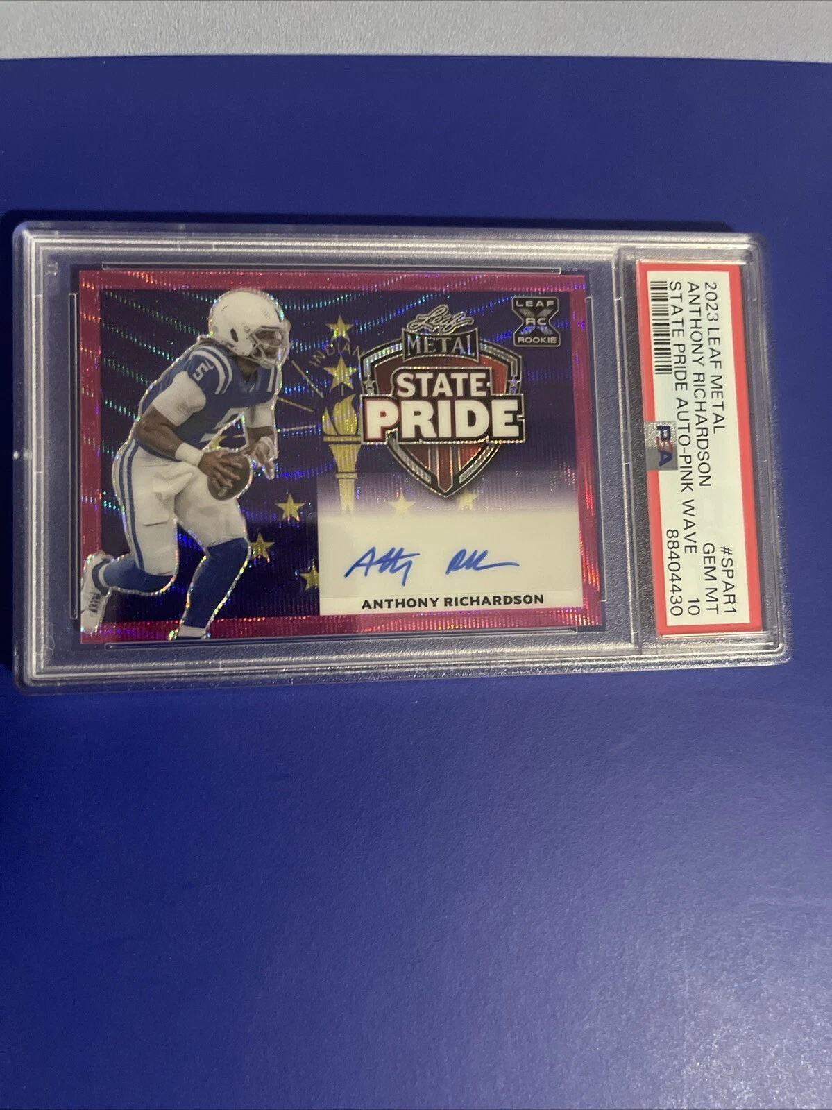 Anthony Richardson Leaf Metal State Pride Autographs #SPAR1 Pink Wave