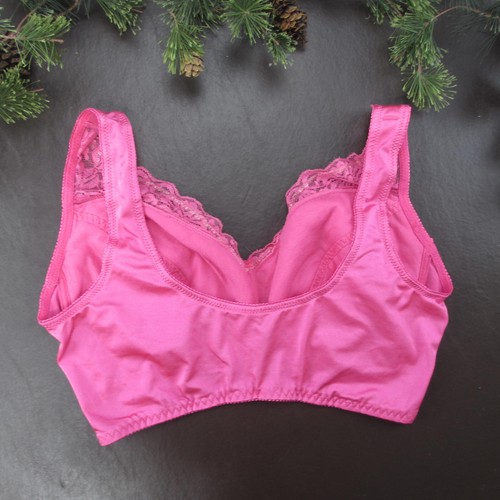 Rhonda Shear Bra XL Pink Lace Wireless Lightly Lined Adjustable Clasp Back - Picture 6 of 11