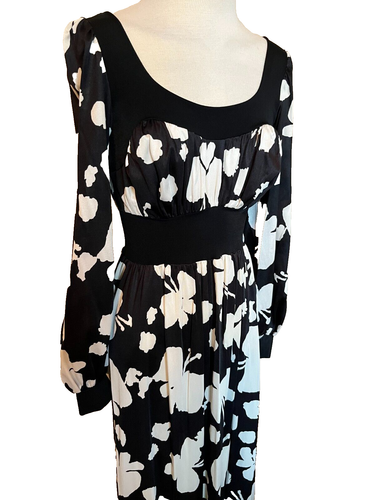Olga Maxi Dress Size Small Womens Black White Butterfly 70s Psychedelic Vintage - Bild 14 von 17