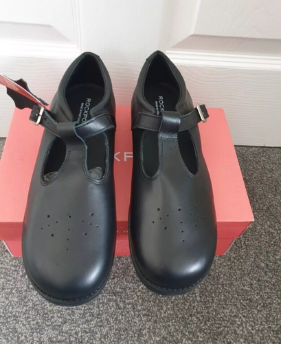 ROCKPORT Womens Teen Girs Black Leather T Bar Mary Janes UK 6.5 RRP £75 - Picture 2 of 5