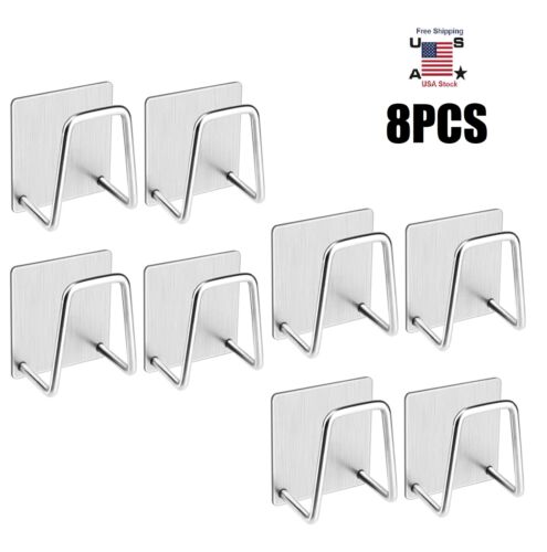 8× Adhesive Sponge Holder Stainless Steel Sink Caddy for Kitchen Accessories USA - Picture 16 of 16
